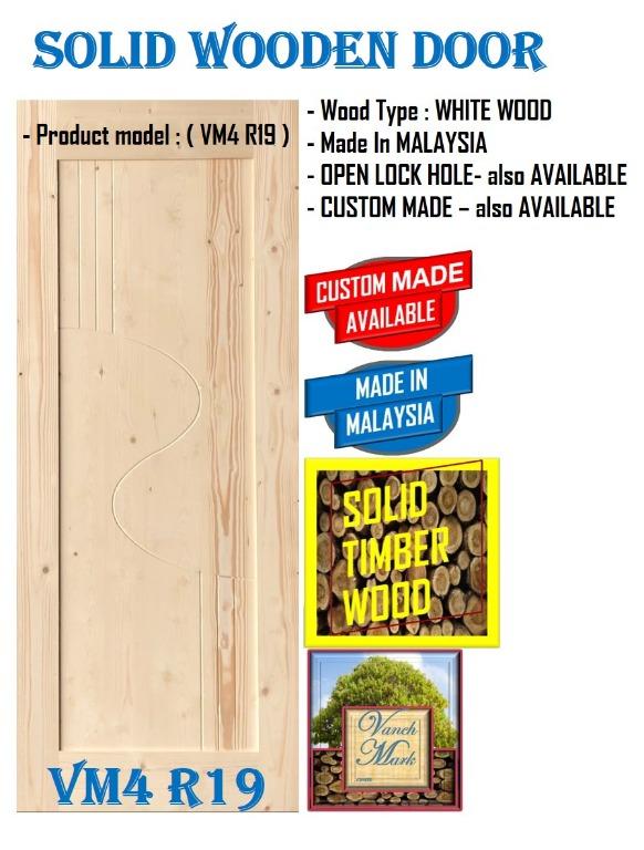 Solid Wooden Door Whitewood Pintu Kaya Vm4 Home Furniture