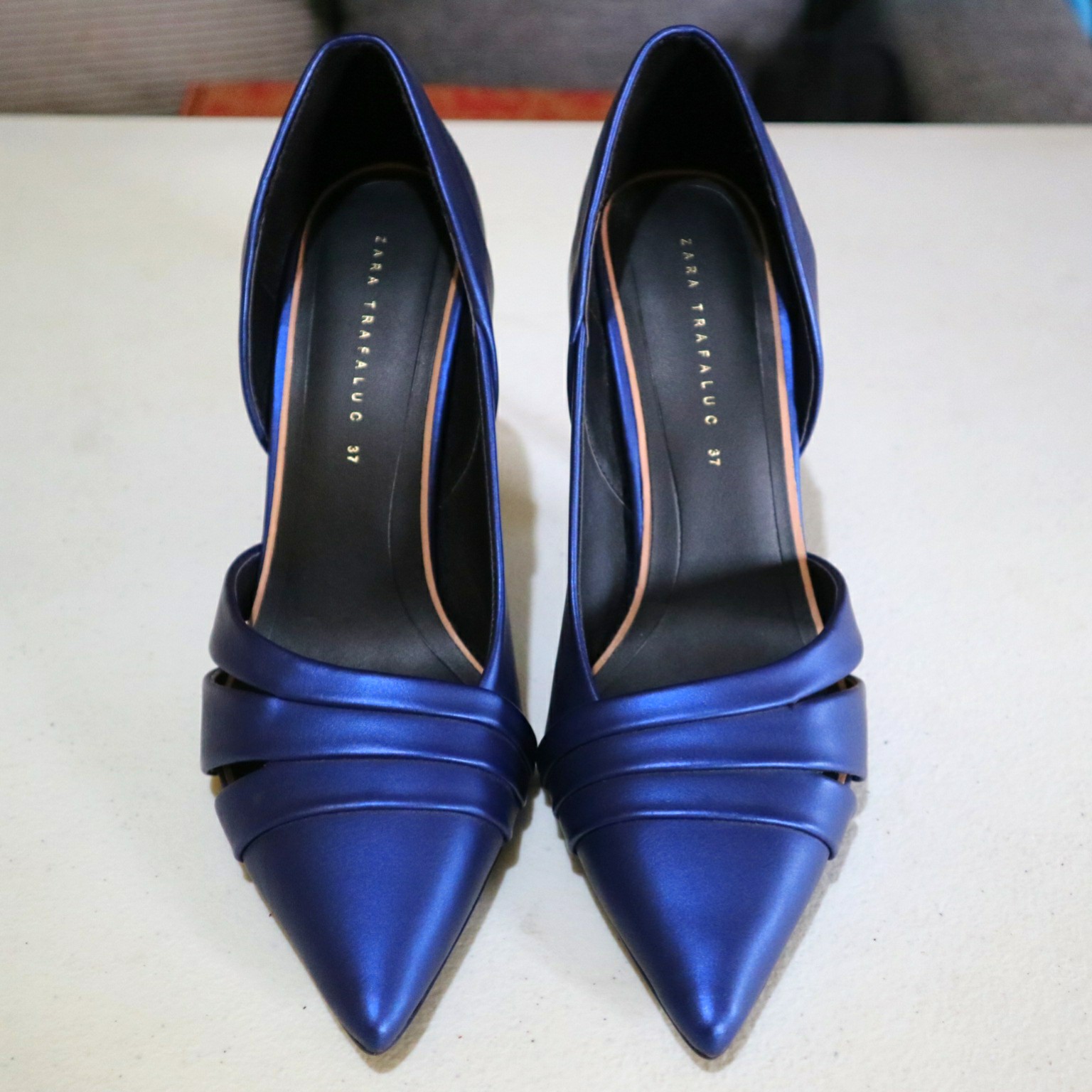 metallic blue shoes