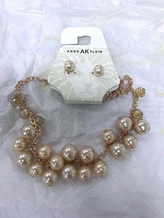 Anne Klein pearl necklace and earrings( pair)