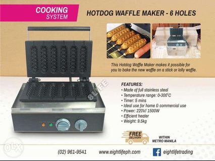 Commercial Hotdog Waffle Maker 6 holes Heavy Duty