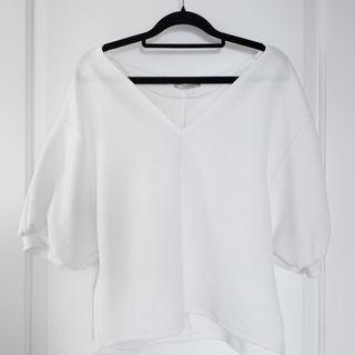 ZARA White Balloon Sleeve Top