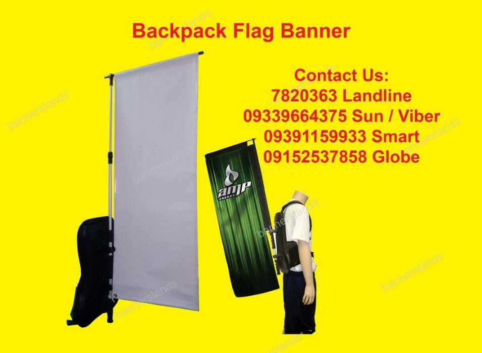 Backpack Flag Banner Back Pack Flying X Banner (Category: Backpacks) located in Quezon City. Submitted by bannerstandsph (Listing ID 238494993, Image 2). Description: Backpack Banner Holder Flag type -adjustable size -maximum banner size: 16 inches wide x 44 inches tall SALE Price: PhP 1,950.00 (from PhP 2,650.00 regular price) Also available: X-Banner type Items are all readily available at our office. Office Hours: 8:30am to 5:30pm, Mon to Sat 