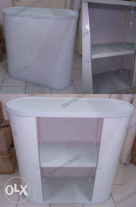 Oval Portable Counter with Header Booth Collapsible Table Promotion ...