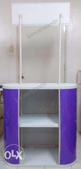 Oval Portable Counter with Header Booth Collapsible Table Promotion (Category: Everything Else Others) located in Quezon City. Submitted by bannerstandsph (Listing ID 238495639, Image 3). Description: Portable Booth / Pop Up Desk / Collapsible Table / Counter with Header Heavy Duty PVC Construction Lightweight Internal support bars includes carrying case easily transportable Table Top Shape: Oval Shape Price: P4,500 Price with Laminated Sticker P