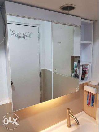 Bathroom cabinet with mirror and light