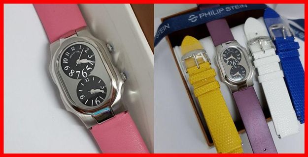 ORIGINAL Philip Stein Watch Small Signature Dual Time Watch FREE Strap