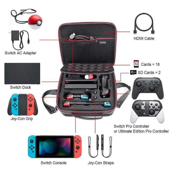 Smatree N550 Carrying Case Compatible for Nintendo Switch (Category: Nintendo) located in Manila. Submitted by techsmartph (Listing ID 238523897, Image 2). Description: • Smatree N550 Carrying Case for Nintendo Switch is deeper than other large cases.with the pro-controllers in the case • Unique Design Customized Compatible for Poke Ball Plus,Nintendo Dock, HDMI cable, AC adapter, Switch console, Two joy-Con strap and other accessories,most impor