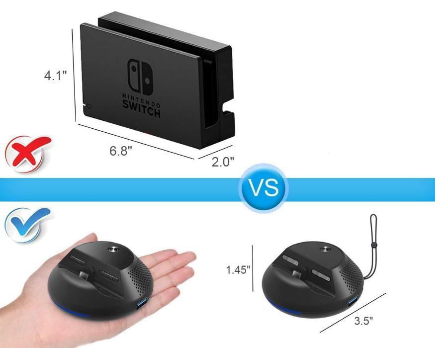 JYS Portable Dock Replacement for Nintendo Switch (Category: Nintendo) located in Manila. Submitted by techsmartph (Listing ID 238524050, Image 3). Description: • Small size and easy to carry, support power supply to the body, plug and play, no installation order • With vents, air inlet, with power indicator • There are two 2.0 interfaces and one 3.0 interface to ensure fast and stable data transmission speed, one HDMI interface and one power int