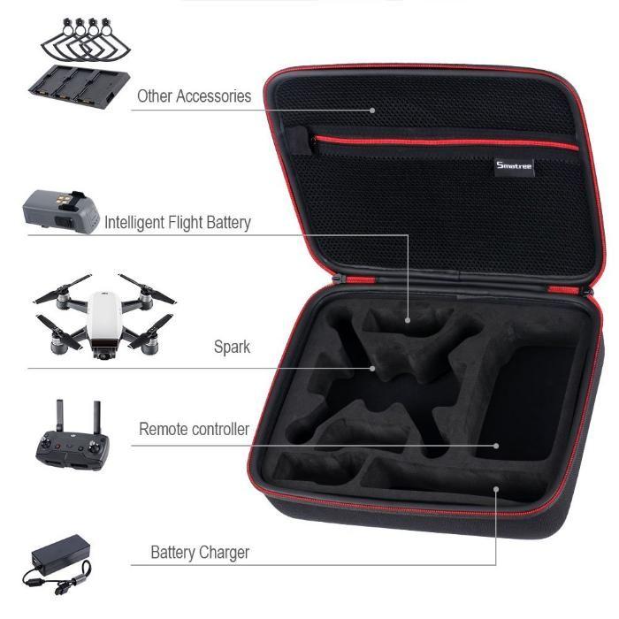 Smatree Smacase D400 Hardshell Storage Carry Case for DJI Spark Drone (Category: Other Photography Accessories) located in Manila. Submitted by techsmartph (Listing ID 238524105, Image 2). Description: • Mavic spark case fit for DJI spark quadcopter drone, remote controller,intelligent flight batteries and battery charger,keeping your all accessories organized,safe • Hardshell suitcase and custom foam keep DJI Spark drone body double safety when 