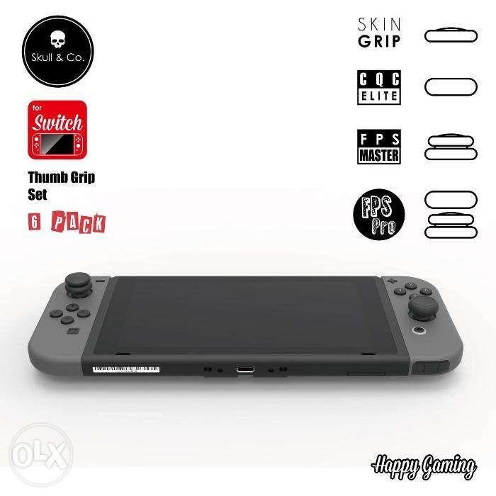 Skull and Co Thumb Grips Set for Nintendo Switch JoyCon Controller (Category: Controllers) located in Manila. Submitted by techsmartph (Listing ID 238525474, Image 2). Description: Black Red/Blue Pink/Green Mario Red -PATENTED DESIGN: Specifically designed for Nintendo Switch Joy-Con Stick (NOT for Pro Controller) -A Set of 3 different pairs: 2*SKIN GRIP, 2* CQC ELITE, 2*FPS MASTER. -PROTECTION: Prevent the original joystick caps from corrosion a