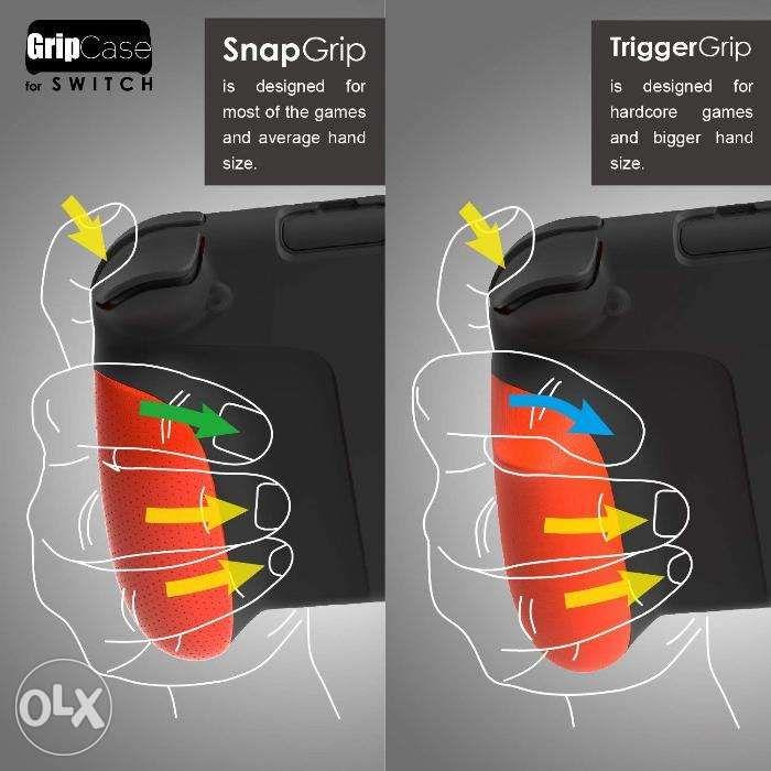 Skull and Co Snap and Trigger Grips for Nintendo Switch (Category: Nintendo) located in Manila. Submitted by techsmartph (Listing ID 238526733, Image 2). Description: Colors: Red & Blue, Gray, Yellow, Double Blue, Double Red, Mario Red, Splatoon • A Replaceable Grip Set : a pair of SnapGrip and a pair of TriggerGrip; • Made of hard PC (polycarbonate) with texture on the surface; • SnapGrip: a basic set for the most games and average hand size; • 
