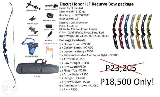 Archery Decut Honor Recurve Bow Package