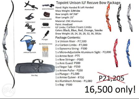 Archery Topoint Unison Recurve Bow Package