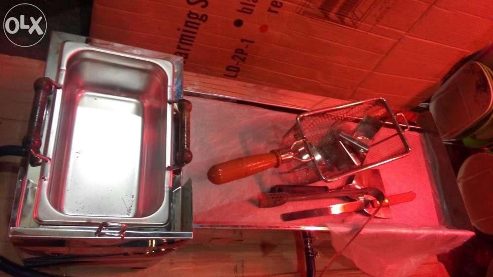 Triple Burner Burger Grill Griddle 12x24 with Deep Fryer NON STICK