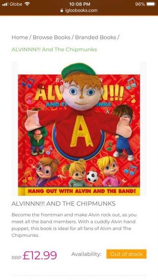 Alvin and the Chipmunks Hard book with hand puppet for kids
