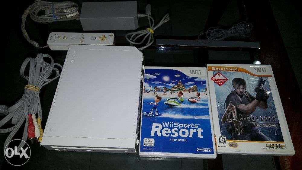 Nintendo Wii (Category: Nintendo) located in Quezon City. Submitted by marky1969 (Listing ID 238536068, Image 2). Description: For Sale Only... No Swap... Last Price Posted...Repriced na yan.. Note: Di po kasama yung Wii Sports Resort na nasa pic.. Japan Version With 1 original CD...and 1 wiimote...1 nunchuck...yung box medyo luma na pero sama ko na.. Resident Evil 4... Complete accesories.. Plug and play na lang.. Class A lang kasama na adaptor.