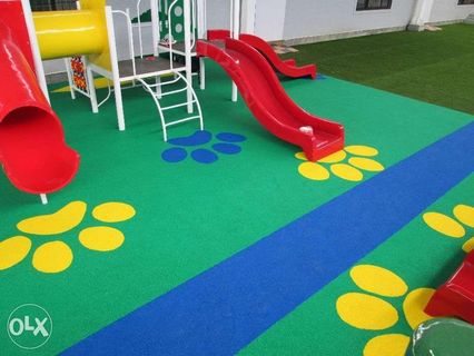 artificial grass playground rubber flooring kids