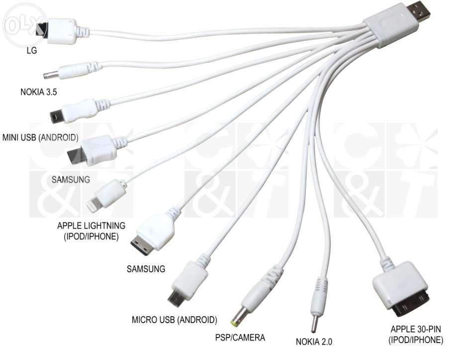 Cellphone Cord Mobile Cord 10in1 USB Charging Cord, Mobile Phones