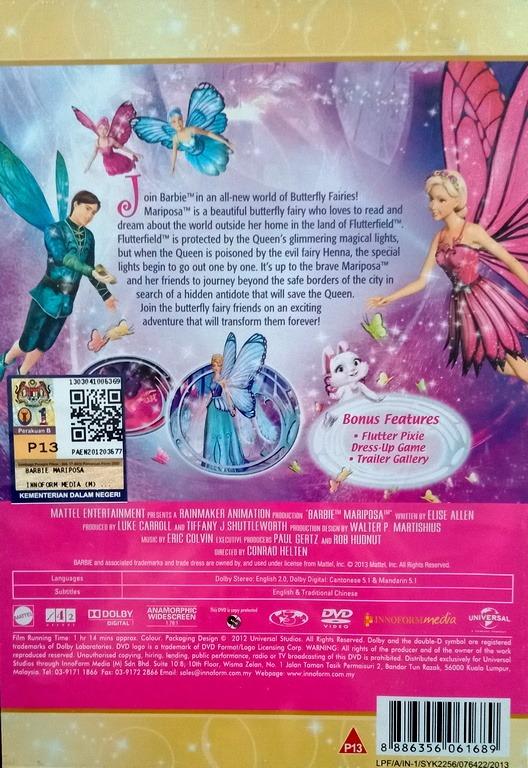 Barbie DVD Mariposa & the Fairy Princess Movie Bonus Features New Sealed -   Israel