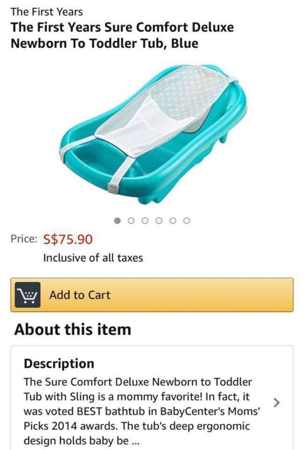 Bnib The First Year Sure Comfort Baby Bath Tub Babies Kids