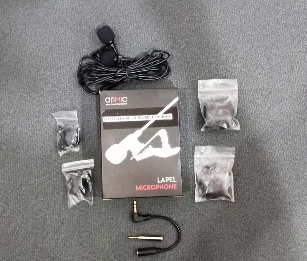 [BRAND NEW] Microphone Lapel (Category: Microphones) located in Quezon City. Submitted by tellietobies (Listing ID 238430645, Image 2). Description: BRAND NEW MICROPHONE LAPEL Contains the following: Lavalier Lapel Microphone Premium Syntactic Leather Case 4 Wind Puffs 4 Label Clips DSLR adaptor cable.