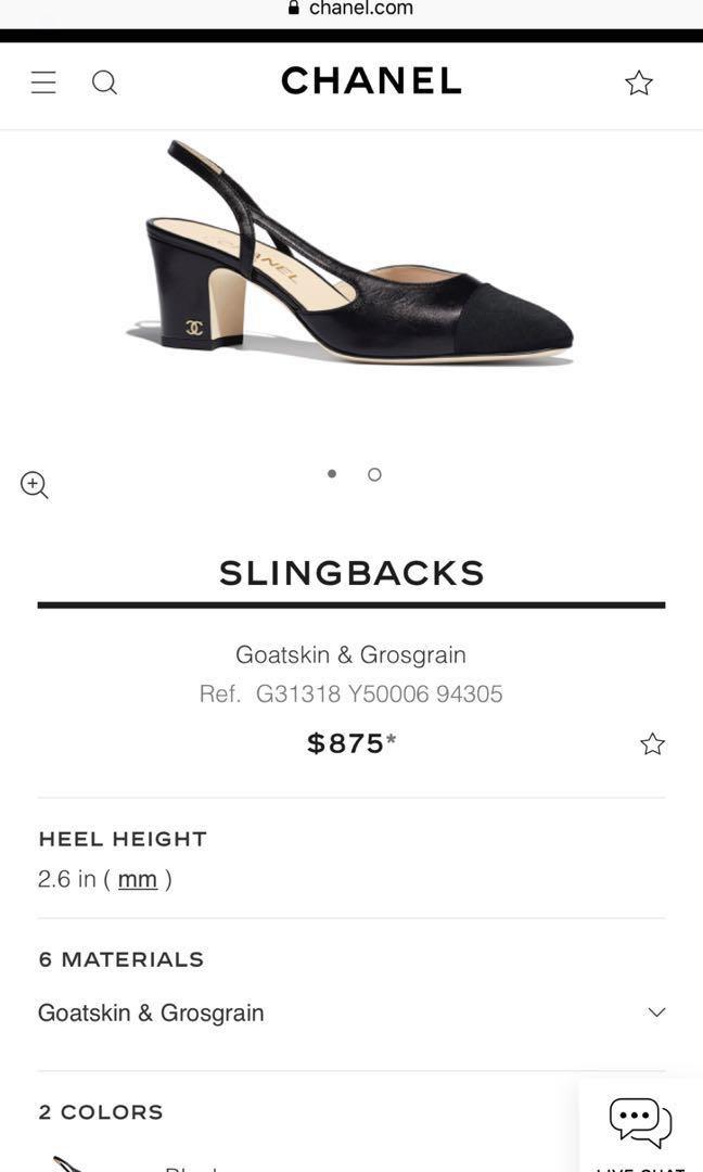 CHANEL Slingbacks Beige & Black Goatskin & Grosgrain G31318 Size