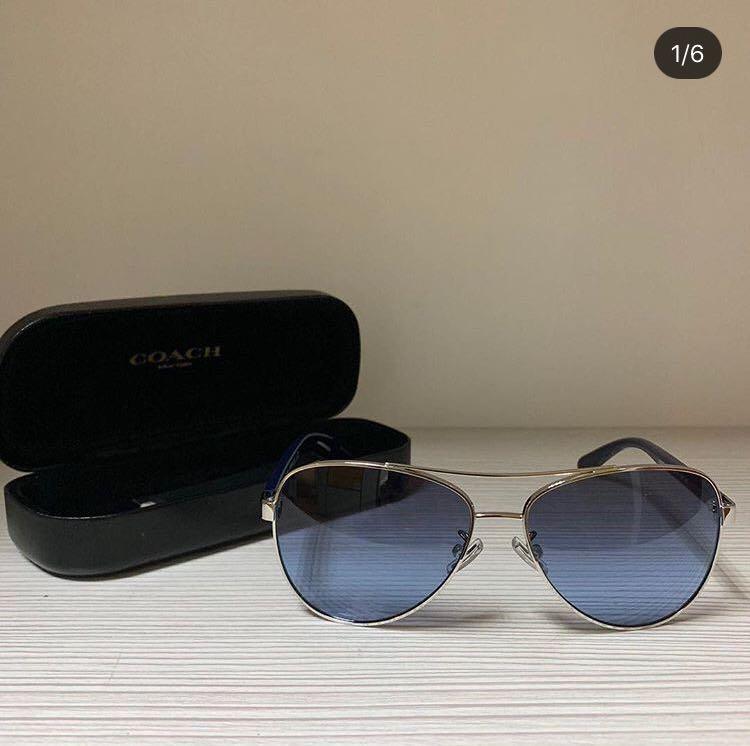 Coach Horse and Carriage Pilot Sunglasses L1015 in Silver Navy