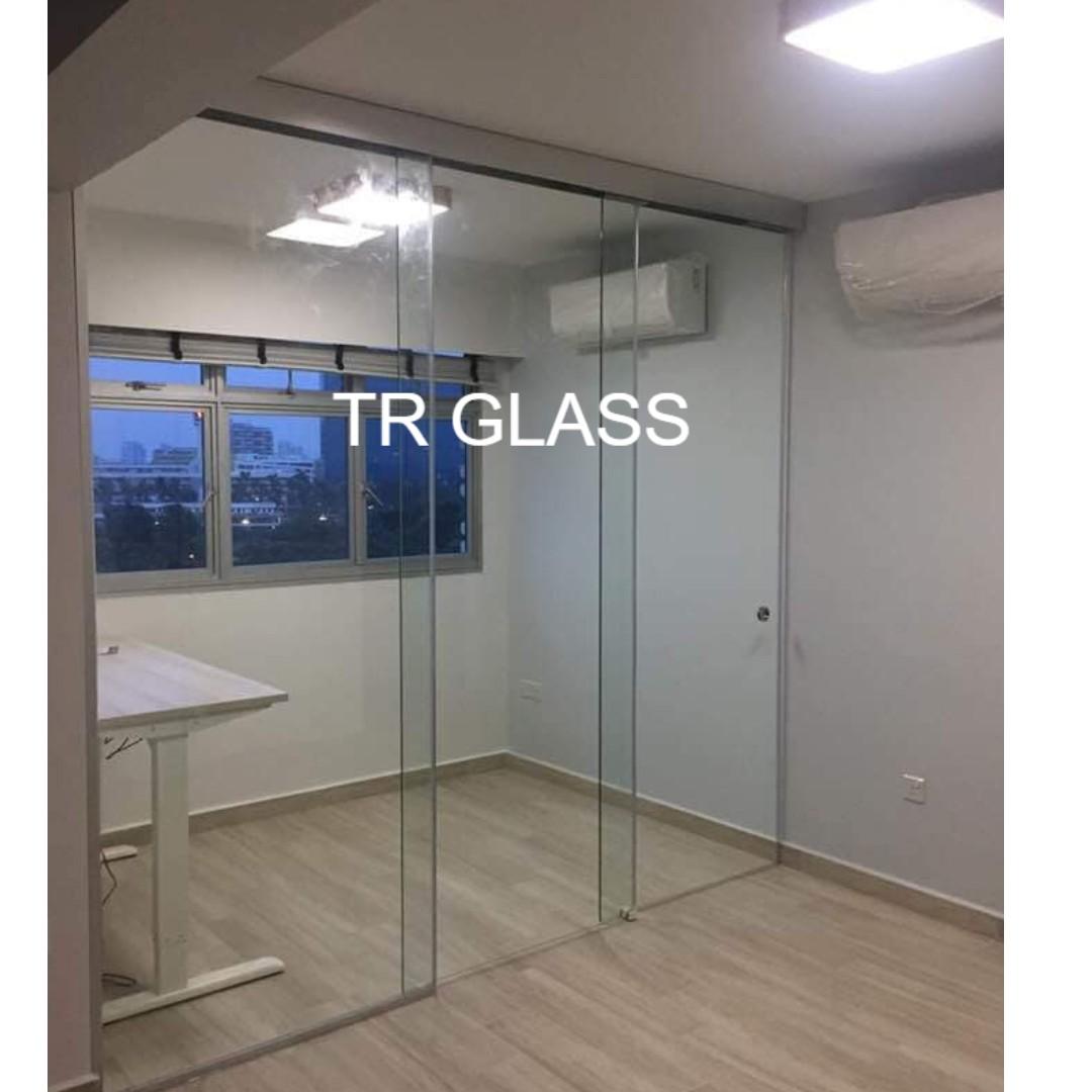 Frameless Sliding Door With Fix Panel Living Room Home Services Others On Carousell