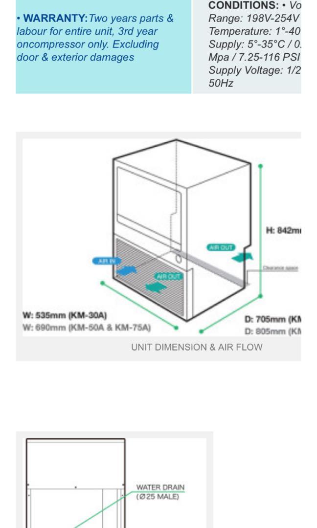 Hoshizaki Ice Maker KM50A, TV & Home Appliances, Kitchen Appliances
