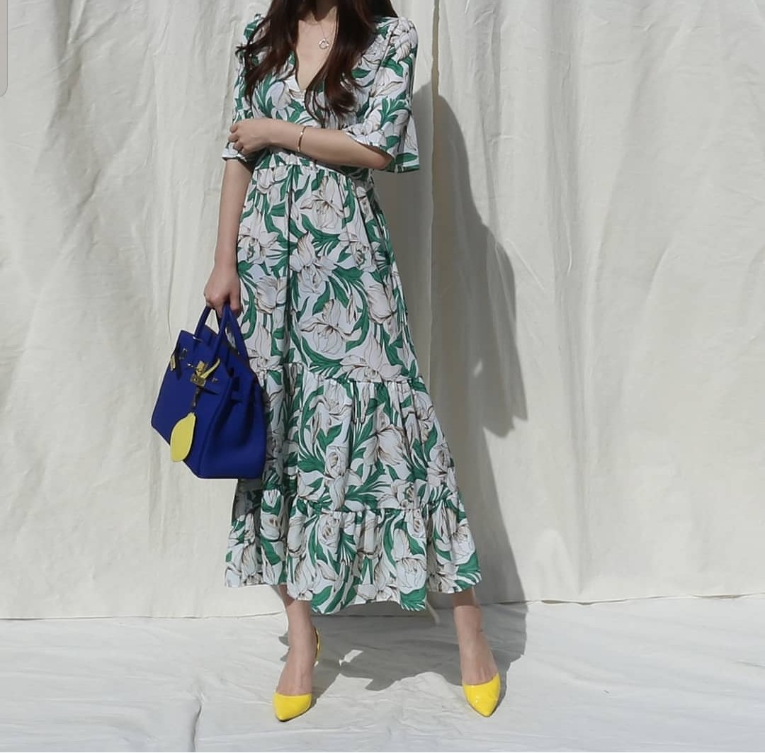 korean floral maxi dress