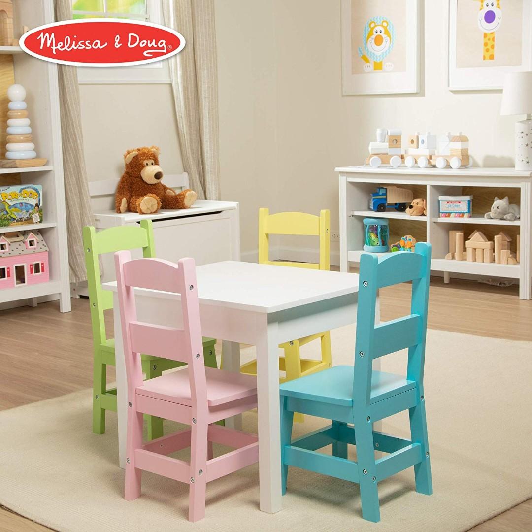 Melissa Doug Kids Furniture Wooden Table 4 Chairs Furniture