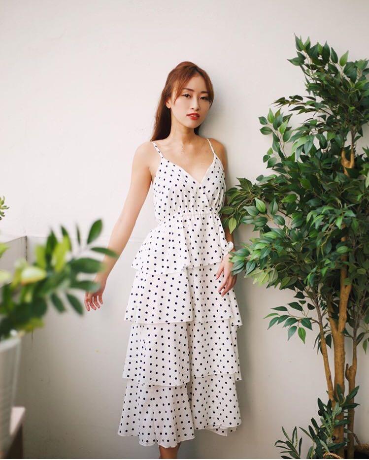 Layered polka dot dress clearance