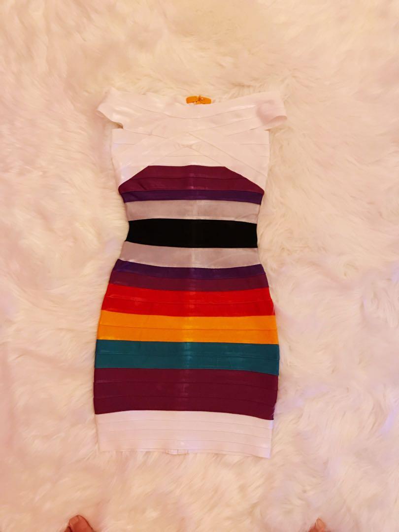 rainbow bandage dress