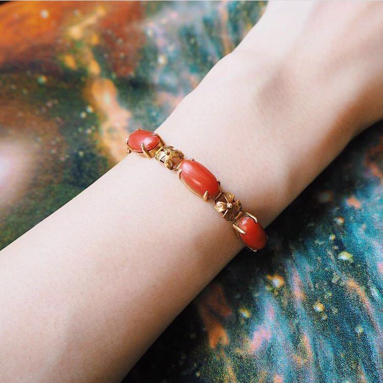 Coral and on sale gold bracelet