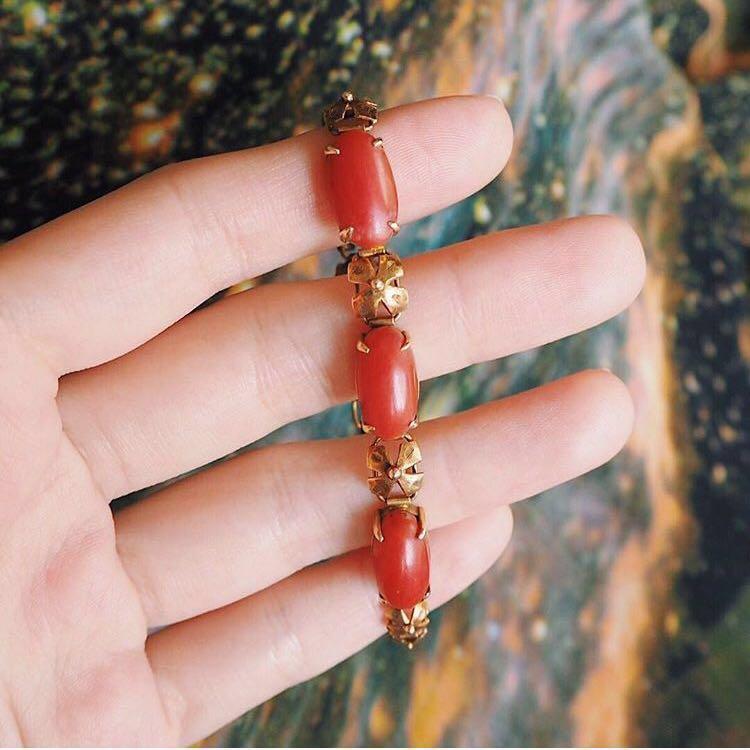 Gold and on sale coral bracelet