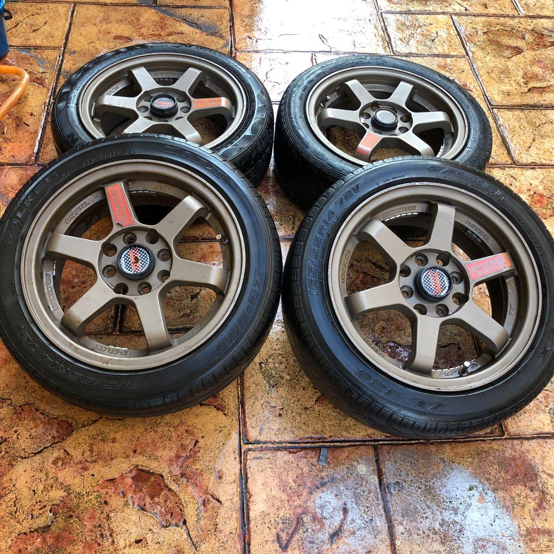 Rim TE37 14 inci pcd100/114, Auto Accessories on Carousell