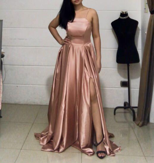 Rose Gold Halter Gown FOR SALE