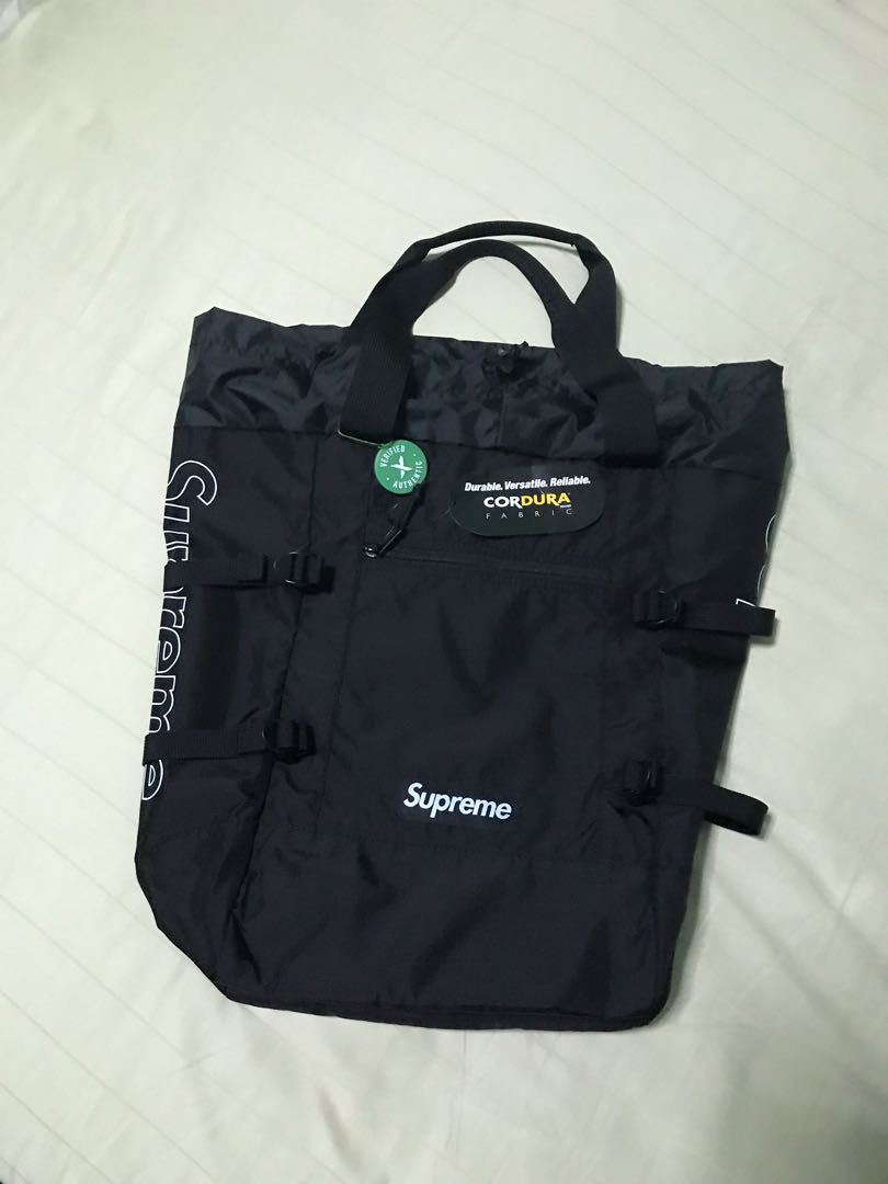 supreme tote backpack black