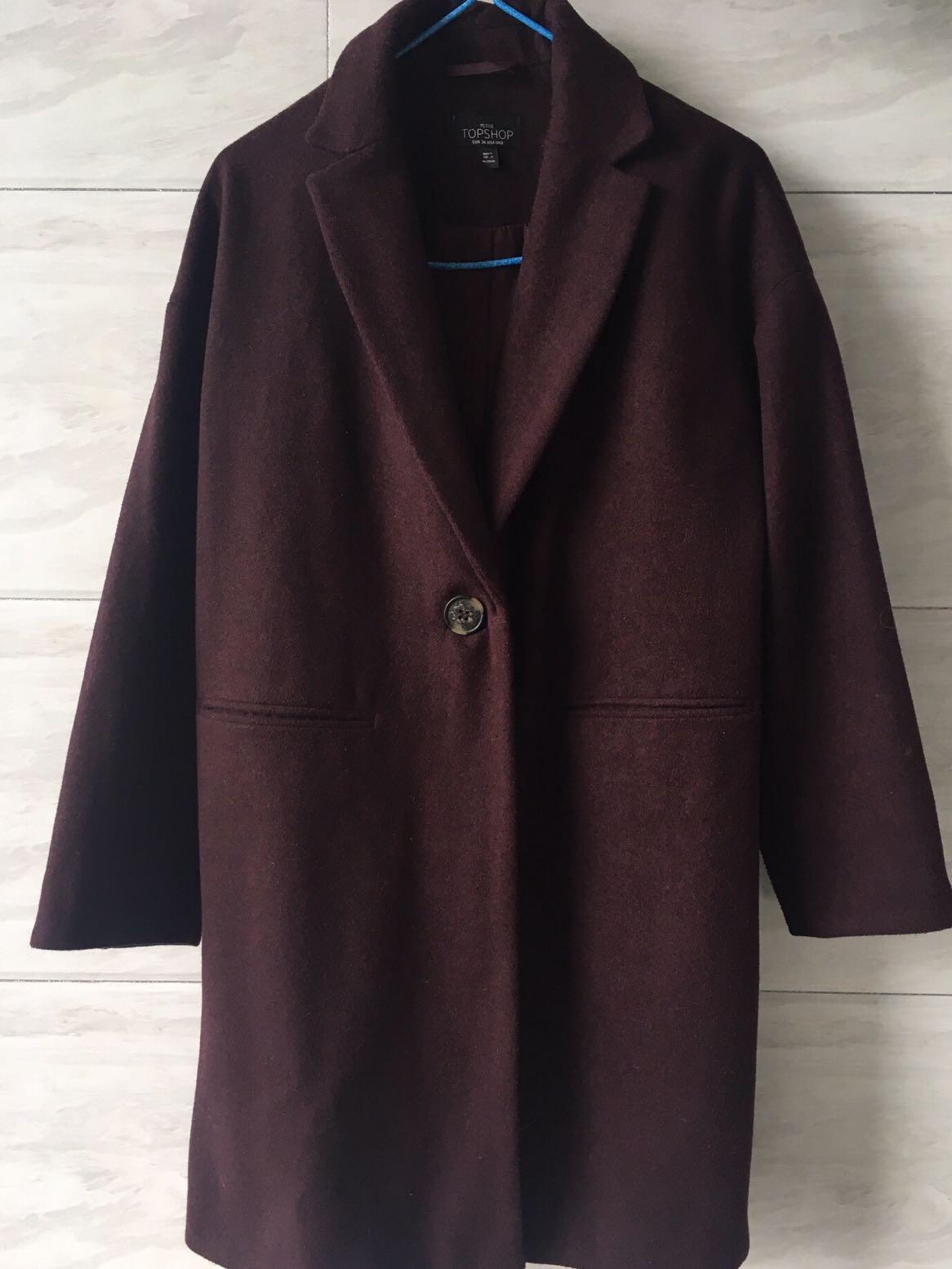 TOPSHOP Petite maroon wool coat Women s Fashion Coats Jackets