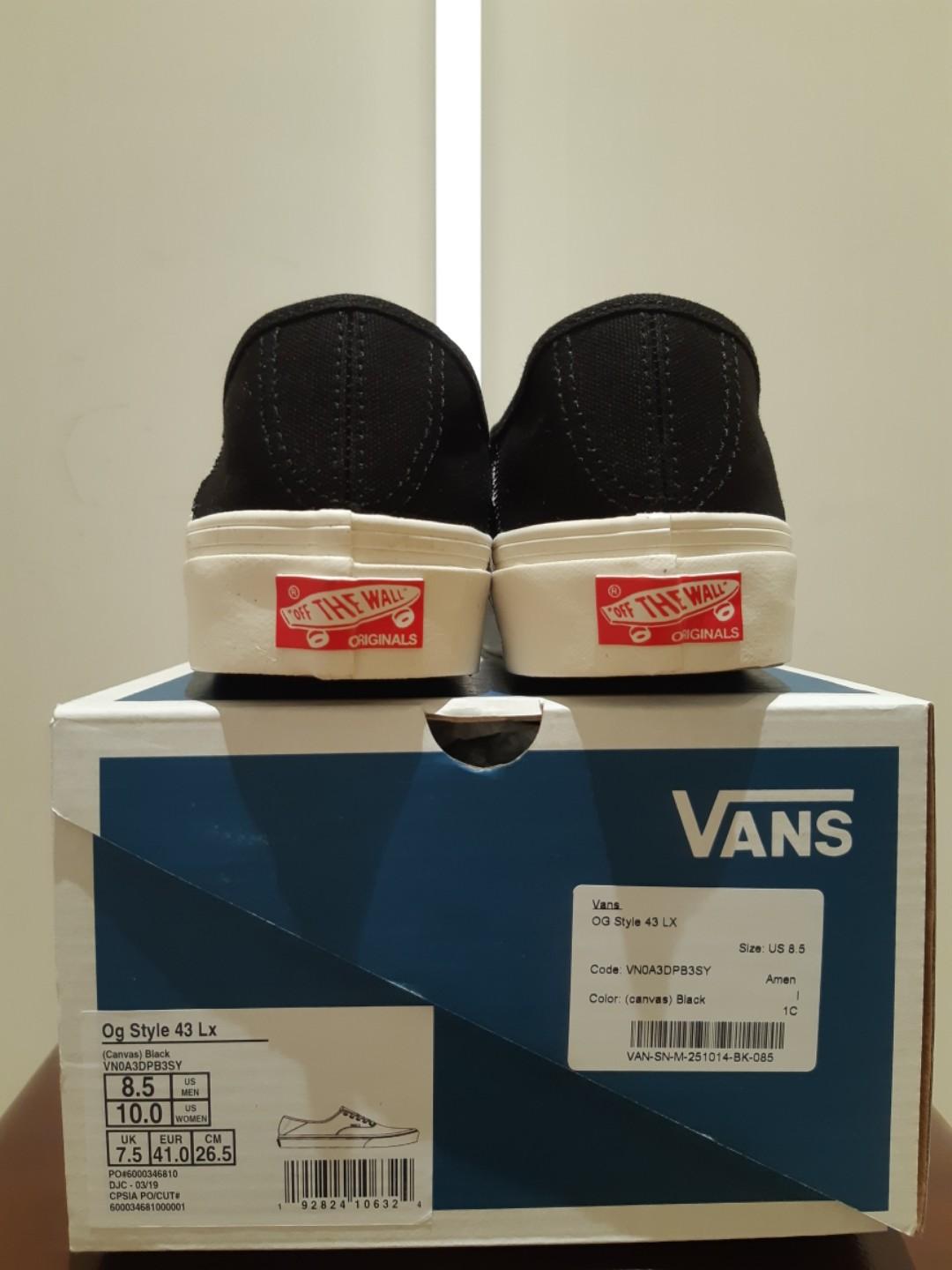 Vans og style 43 lx black stripe online