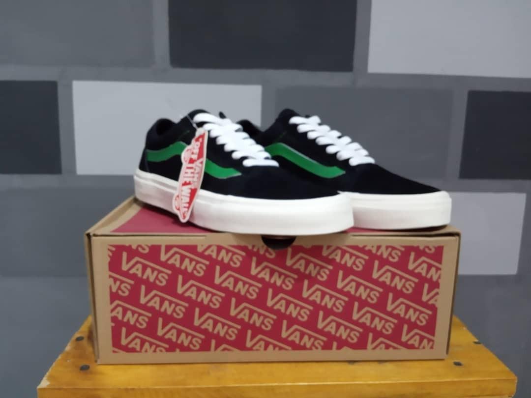 vans old skool black green