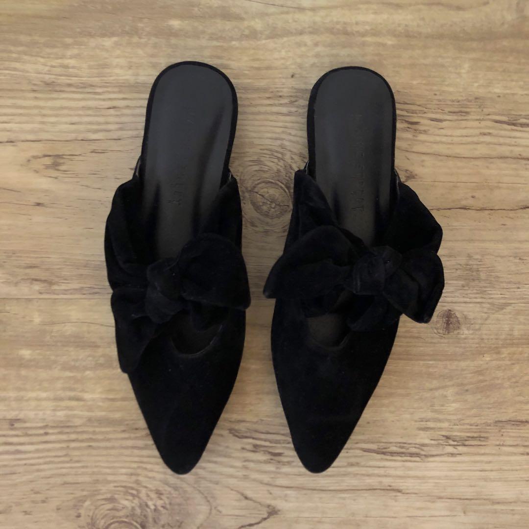 zara natural mules with bow