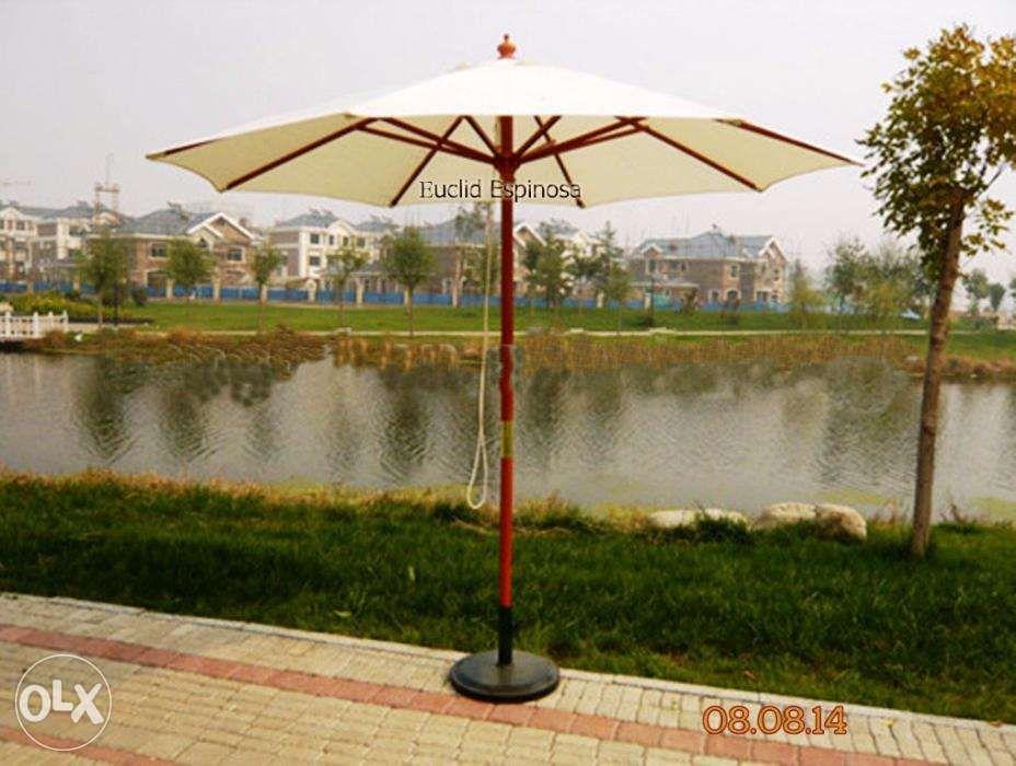 Umbrella Beach Garden Outdoor (Category: Umbrellas) located in Makati City. Submitted by euroasiamerchandising (Listing ID 238550292, Image 3). Description: WOODEN UMBRELLA 7.8 ft. diameter x 7.9 ft high w/o stand Off-White color onlly 8 ribs,water repellent canvass price: 2,500 Colors: White,Orange,Green,Red,Blue,Black,Maroon, Mocca Umbrella Base/Stand check photo - 1,500 CANTILEVER UMBRELLA Aluminum Post 10ft high 8ft diameter 8 aluminum ribs h