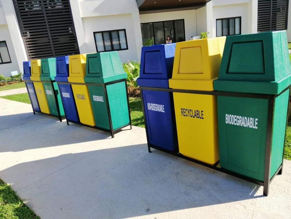 Waste Segregation Trash Bin 120L Hooded Design 3 slots, Furniture