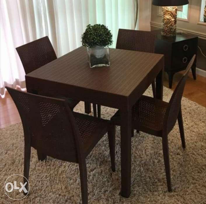 Plastic rattan table and chair cebu, Furniture & Home Living, Furniture