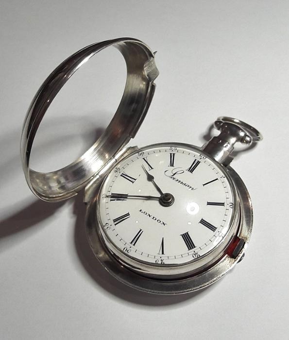 C1790 "Samson" London Verge Fusee Silver Pocket Watch, Men's Fashion
