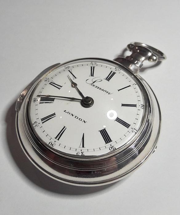 C1790 "Samson" London Verge Fusee Silver Pocket Watch, Men's Fashion