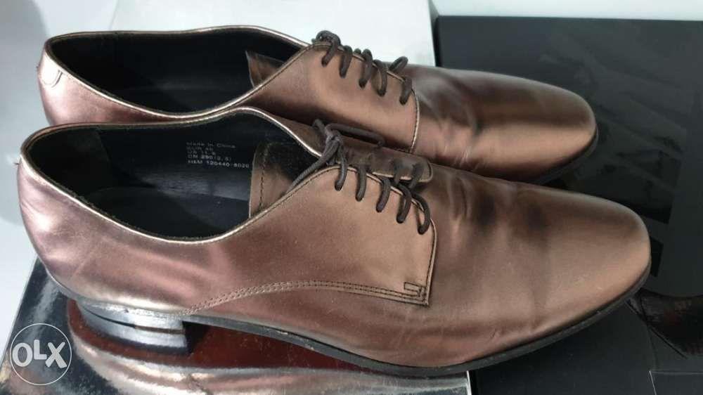 Lanvin H&M Brown Metallic Men\'s Dress Shoes 10.5 Lanvin H&M Brown Shiny Oxford Derby Dress Shoes... | Depop main image 4