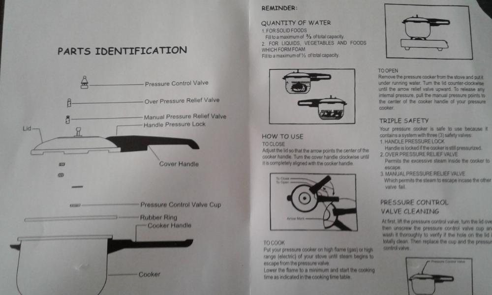 hanabishi pressure cooker manual