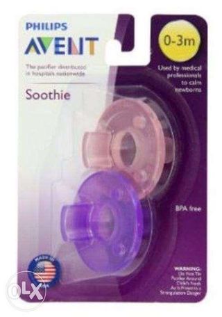 PHILIPS Avent Soothie Pacifier Pink Purple 0 3 Months 2 Piece ZQ4B